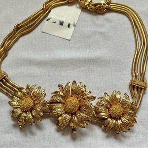 New Zara Metallic Gold Daisy Belt 4736/163 Size 30 32